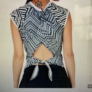 Sofibella S Mysterious Black White Sleeveless Golf Tennis Pickelball Top NEW NWT